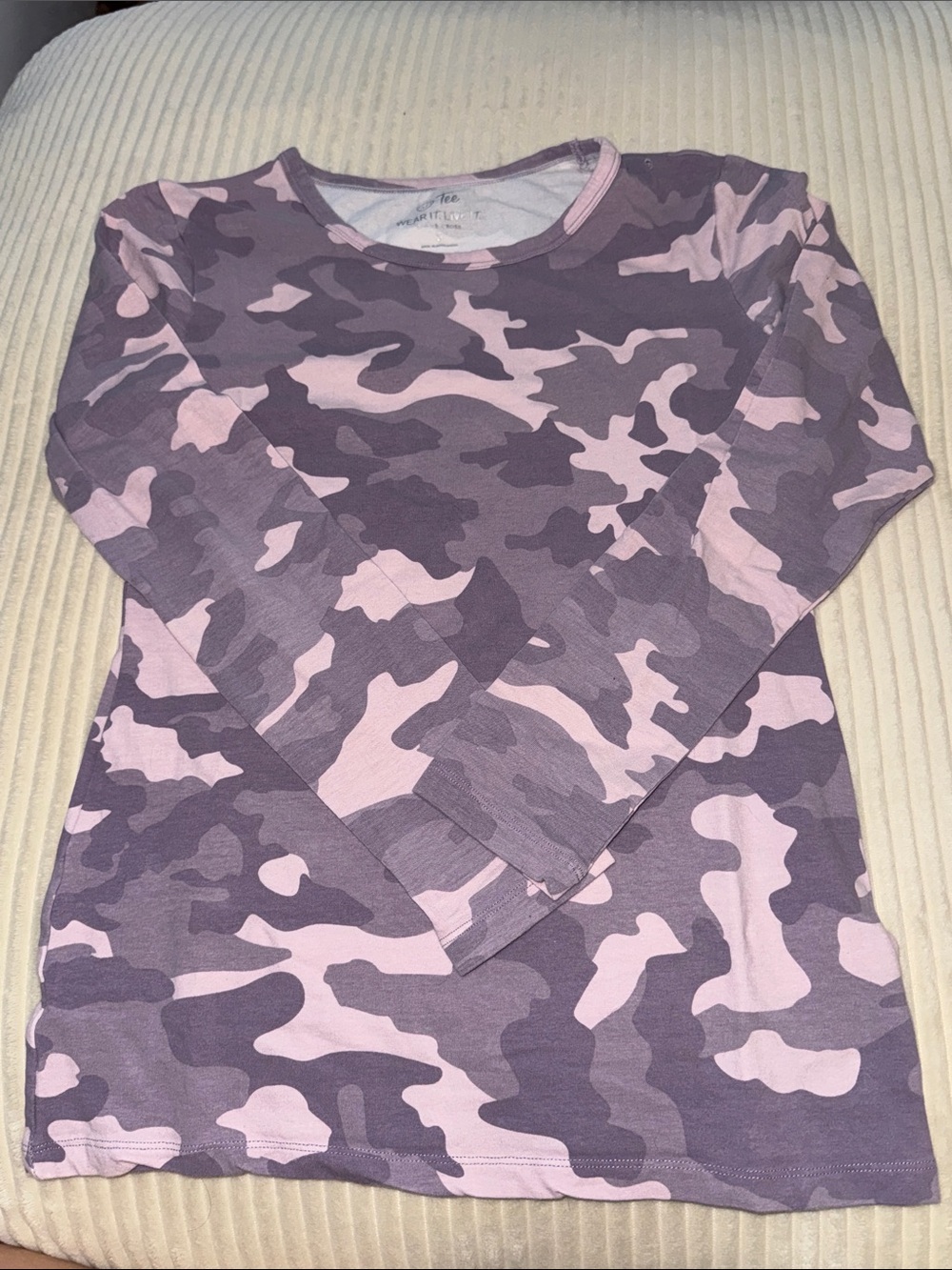 Long Sleeve purple Camo Crewneck Top - Women